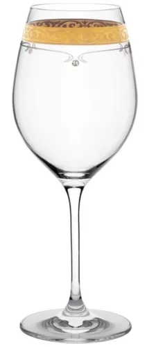 BOROSPOHÁR 2DB-OS KRISTÁLYBERAKÁSSAL DÍSZÍTETT, ARANYOZOTT SZÉLŰ 470ML