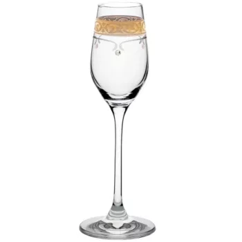   LIKŐRÖSPOHÁR 2DB-OS KRISTÁLYBERAKÁSSAL DÍSZÍTETT, ARANYOZOTT SZÉLŰ 95ML