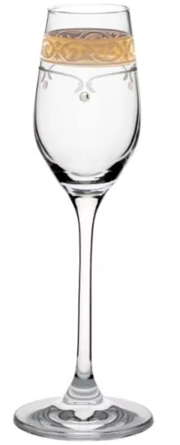 LIKŐRÖSPOHÁR 2DB-OS KRISTÁLYBERAKÁSSAL DÍSZÍTETT, ARANYOZOTT SZÉLŰ 95ML