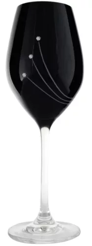 BOROSPOHÁR FEKETE 2DB-OS, KRISTÁLYBERAKÁSSAL DÍSZÍTETT 360ML