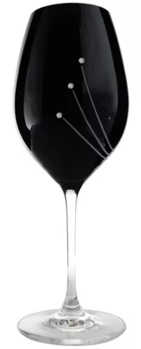 BOROSPOHÁR FEKETE 2DB-OS, KRISTÁLYBERAKÁSSAL DÍSZÍTETT 470ML