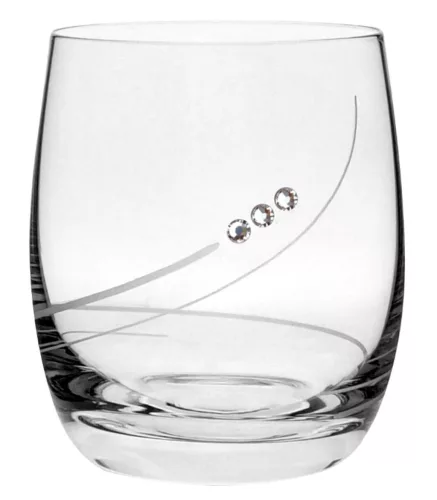 WHISKEY POHÁR "GLOBO" 4DB-OS KRISTÁLYBERAKÁSSAL DÍSZÍTETT 350ML