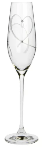 PEZSGŐSPOHÁR 2DB-OS SZÍV MINTÁVAL, KRISTÁLYBERAKÁSSAL DÍSZÍTETT 210ML