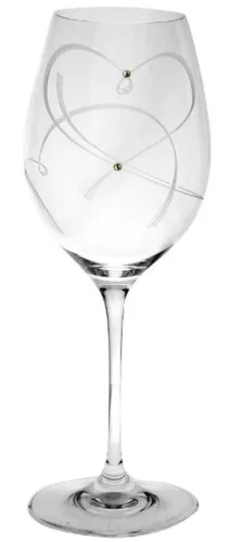 BOROSPOHÁR 2DB-OS SZÍV MINTÁVAL, KRISTÁLYBERAKÁSSAL DÍSZÍTETT 470ML