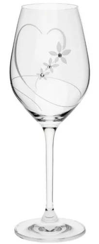 BOROSPOHÁR 2DB-OS SZÍV MINTÁVAL, KRISTÁLYBERAKÁSSAL DÍSZÍTETT 470ML