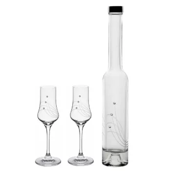   RÖVIDITALOS SZETT 3DB-OS (2DB GRAPPÁSPOHÁR + 1 DB PÁLINKÁS ÜVEG), KRISTÁLYBERAKÁ