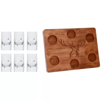   SZERVÍROZÓ SZETT 6DB FELESPOHÁR KRISTÁLYBERAKÁSSAL DÍSZÍTETT 30ML + 1 DB TÁLCA,