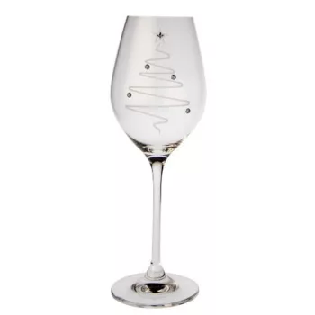   BOROSPOHÁR 2DB-OS KRISTÁLYBERAKÁSSAL DÍSZÍTETT, KARÁCSONYFA MINTÁS 360ML