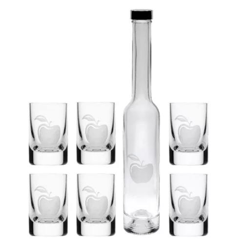 RÖVIDITALOS SZETT 7DB-OS (6DB FELESPOHÁR + 1 DB PÁLINKÁS ÜVEG)