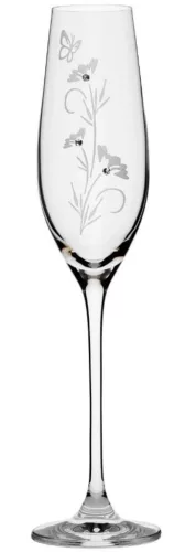 PEZSGŐSPOHÁR 2DB-OS KRISTÁLYBERAKÁSSAL DÍSZÍTETT, VIRÁG MINTÁS 210ML