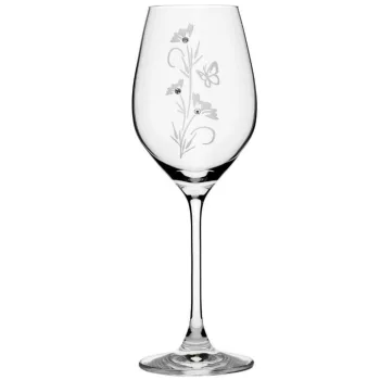   BOROSPOHÁR 2DB-OS KRISTÁLYBERAKÁSSAL DÍSZÍTETT, VIRÁG MINTÁS 360ML