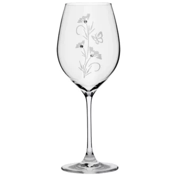   BOROSPOHÁR 2DB-OS KRISTÁLYBERAKÁSSAL DÍSZÍTETT, VIRÁG MINTÁS 470ML