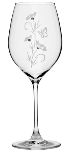 BOROSPOHÁR 2DB-OS KRISTÁLYBERAKÁSSAL DÍSZÍTETT, VIRÁG MINTÁS 470ML