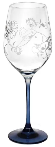 BOROSPOHÁR 6DB-OS KRISTÁLYBERAKÁSSAL DÍSZÍTETT, MINTÁS, SZÍNES TALPPAL 360ML