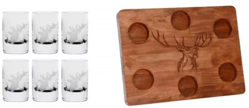 SZERVÍROZÓ SZETT 6DB FELESPOHÁR + 1 DB TÁLCA SZARVAS MINTÁS 30ML