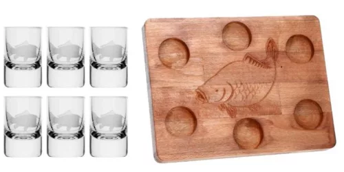 SZERVÍROZÓ SZETT 6DB FELESPOHÁR + 1 DB TÁLCA HAL MINTÁS 30ML