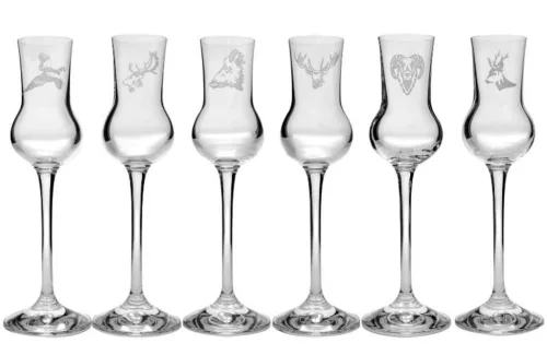 GRAPPÁSPOHÁR 6DB-OS "VADÁSZ" 70ML, VEGYES MINTÁK