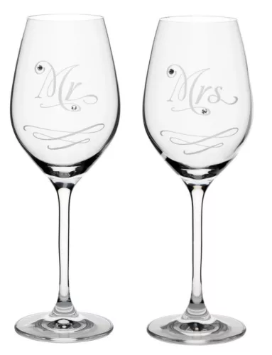 BOROSPOHÁR 2DB-OS KRISTÁLYBERAKÁSSAL DÍSZÍTETT,  "MR. & MRS." 360ML