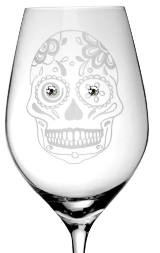 BOROSPOHÁR 2DB-OS KRISTÁLYBERAKÁSSAL DÍSZÍTETT, KOPONYA MINTÁS 360ML