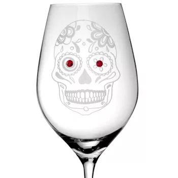   BOROSPOHÁR 2DB-OS KRISTÁLYBERAKÁSSAL DÍSZÍTETT, KOPONYA MINTÁS 360ML