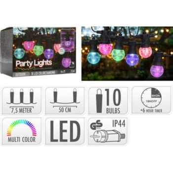   IZZÓSOR LEDES 10DB TÖBB SZÍNŰ IZZÓ 3 M-ES KÁBEL 50 CM-ES KÁBEL TÁVOLSÁG 4,5 M-ES