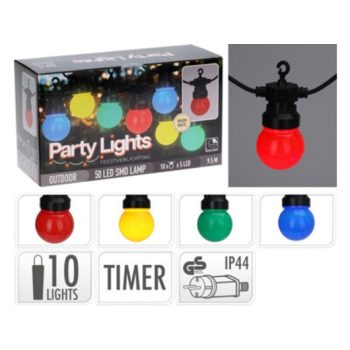   IZZÓSOR LEDES 50DB TÖBBSZÍNŰ IZZÓ NAPELEMES 50CM IZZÓTÁVOLSÁG 9,5M FEKETE KÁBEL