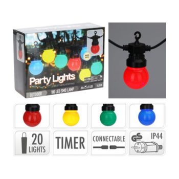   IZZÓSOR LEDES 100DB TÖBBSZÍNŰ IZZÓ NAPELEMES 50CM IZZÓTÁVOLSÁG 14,5M FEKETE KÁBE