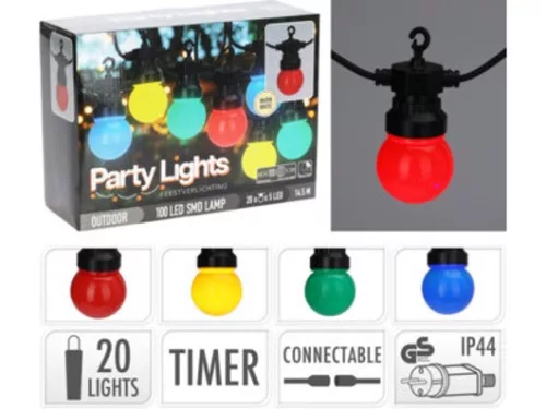 IZZÓSOR LEDES 100DB TÖBBSZÍNŰ IZZÓ NAPELEMES 50CM IZZÓTÁVOLSÁG 14,5M FEKETE KÁBE