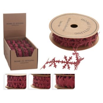 DEKOR SZALAG KARÁCSONYI BURGUNDY 4M 2F.