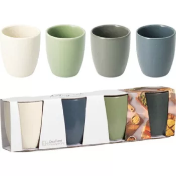 POHÁR STONEWARE 4DB-OS KÜLÖNBÖZŐ SZÍNEK
