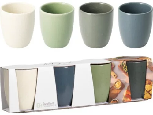 POHÁR STONEWARE 4DB-OS KÜLÖNBÖZŐ SZÍNEK