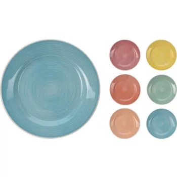 TÁNYÉR LAPOS STONEWARE ÁTM.:19CM 6F. SZÍN