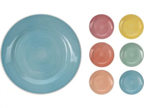 TÁNYÉR LAPOS STONEWARE ÁTM.:19CM 6F. SZÍN