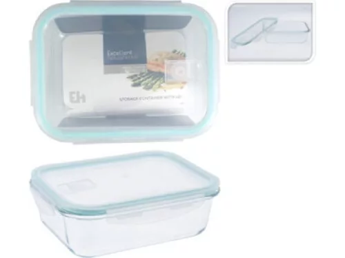 TÁROLÓEDÉNY ÜVEGBŐL PP FEDÉLLEL 230X175X75MM 1480ML