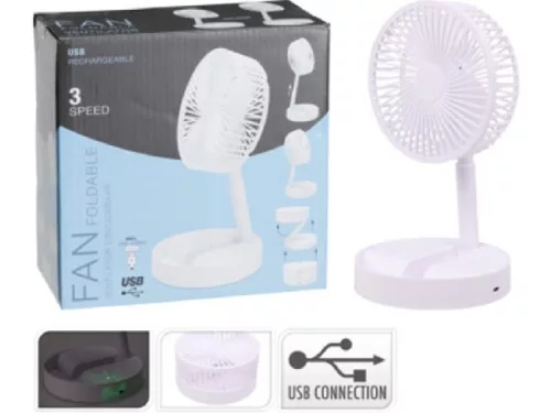 VENTILÁTOR ÖSSZECSUKHATÓ USB PP 165MMX295-360MM FEHÉR