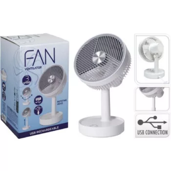 VENTILÁTOR ASZTALI ÚJRA TÖLTHETŐ ABS/PP 135X130X220MM