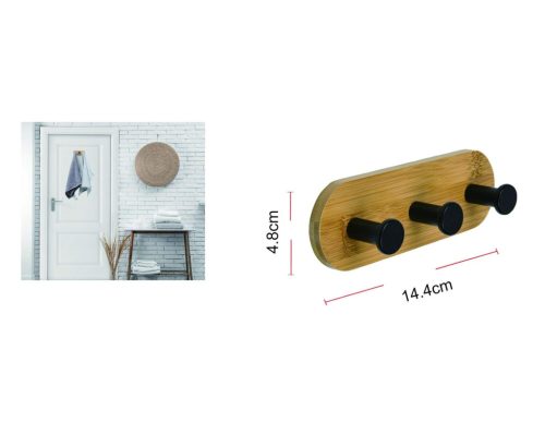 AJTÓAKASZTÓ FEKETE 3 KAMPÓS BAMBUSZ 14,4X4,8CM