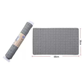 SZŐNYEG PVC FÜRDŐSZOBAI CSÚSZÁSGÁTLÓS 68X38CM SZÜRKE