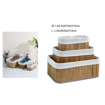 TÁROLOKOSÁR SZETT BAMBUSZ 3 DARABOS