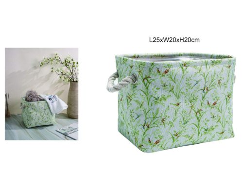TÁROLÓKOSÁR POLIÉSZTER-PAMUT "VIRÁGOS" 25CMX20CMX20CM