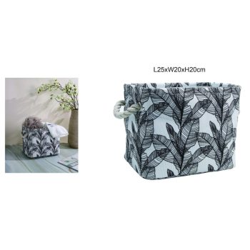   TÁROLÓKOSÁR POLIÉSZTER-PAMUT "LEVELES" 25CMX20CMX20CM