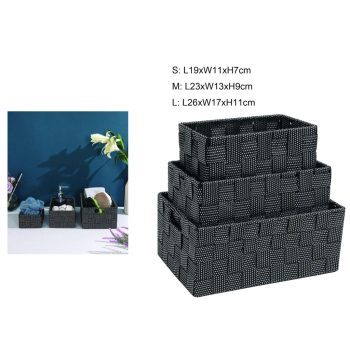 TÁROLOKOSÁR SZETT PP 3 DARABOS FEKETE