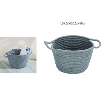 TÁROLÓKOSÁR PAMUT KÖTÉLBŐL 20,5CMX20,5CMX15CM