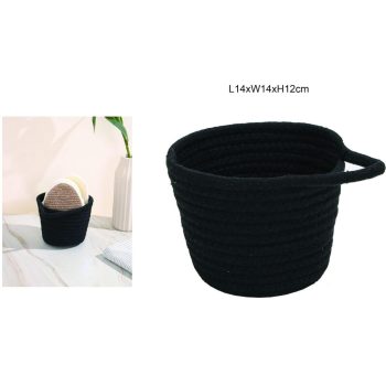 TÁROLÓKOSÁR PAMUT KÖTÉLBŐL 14CMX14CMX12CM FEKETE