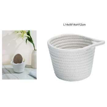 TÁROLÓKOSÁR PAMUT KÖTÉLBŐL 14CMX14CMX12CM FEHÉR