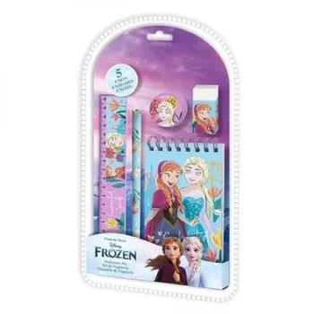   ÍRÓSZER SZETT ( JEGYZET FÜZET, CERUZA, RADÍR, VONALZÓ, HEGYEZŐ ) FROZEN