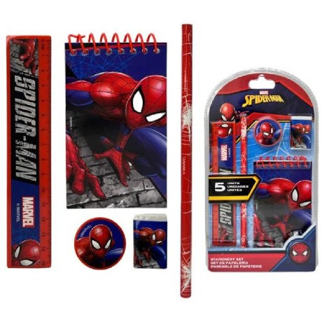 ÍRÓSZER SZETT ( JEGYZET FÜZET, CERUZA, RADÍR, VONALZÓ, HEGYEZŐ ) SPIDERMAN