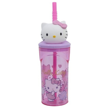 POHÁR SZÍVÓSZÁLAS 3D 360ML HELLO KITTY