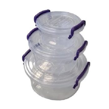 TÁROLÓ DOBOZ KEREK MŰA. 3DB-OS 17,5X8CM 0,3/0,6/1,2L