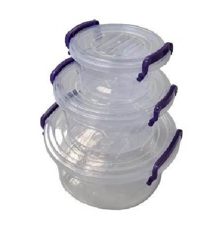 TÁROLÓ DOBOZ KEREK MŰA. 3DB-OS 17,5X8CM 0,3/0,6/1,2L